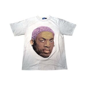 Vintage Dennis Rodman Purple Hair - White Graphic T-Shirt
